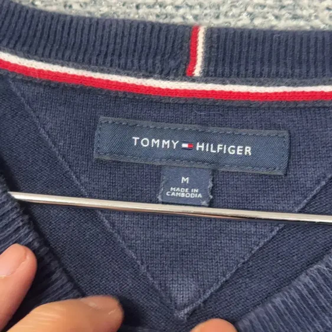타미힐피거 네이비 로고 코튼 캐주얼 남성 니트 M 상품이미지3