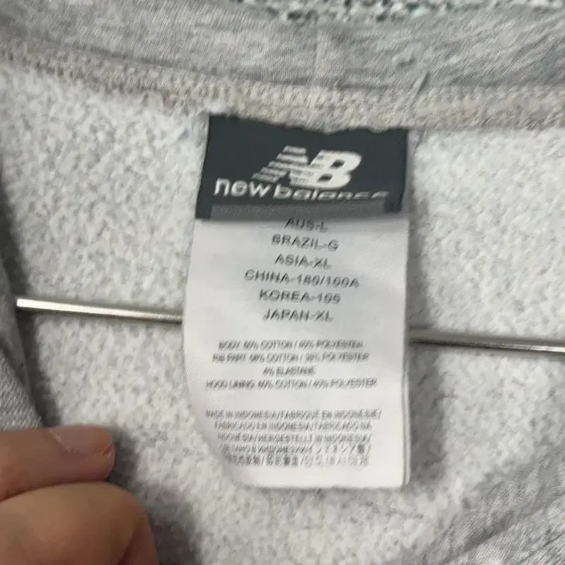 뉴발란스 프린팅 로고 그레이 오버핏 후드티 L 상품이미지3