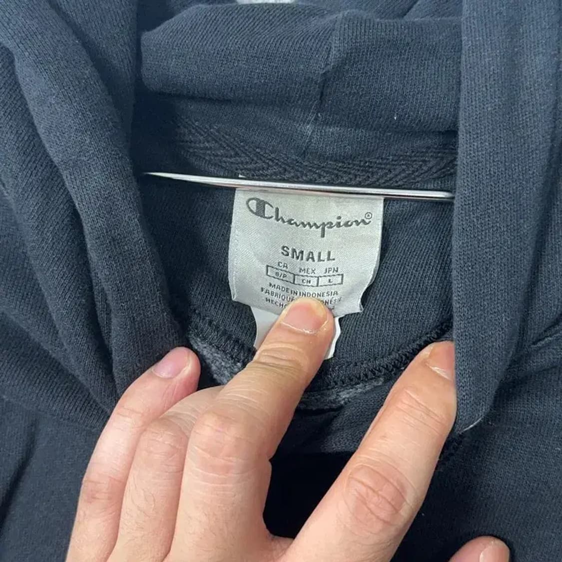 챔피온 빈티지 올블랙 오버핏 후드티 S 상품이미지3