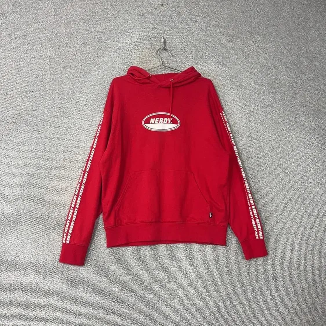 널디 프린팅 레드 빈티지 사이드라인 오버핏 후드티 M 상품이미지1