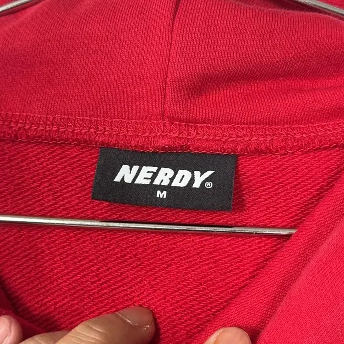 널디 프린팅 레드 빈티지 사이드라인 오버핏 후드티 M 상품이미지3