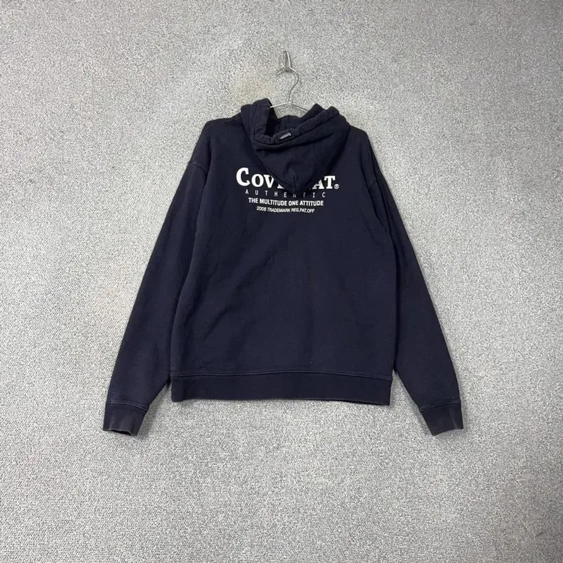 커버낫 스펠 백로고 오버핏 네이비 스웻 후드티 L 상품이미지2