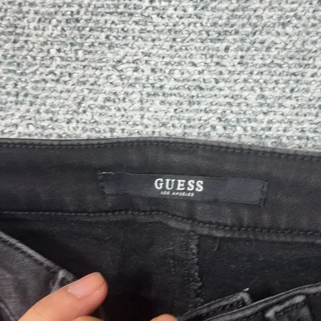 게스 삼각로고 스판 흑청 스키니진 25 상품이미지6