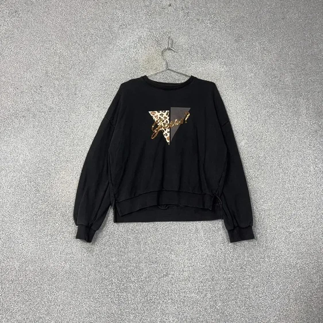 게스 빈티지 프린팅 로고 블랙 맨투맨 S 상품이미지1