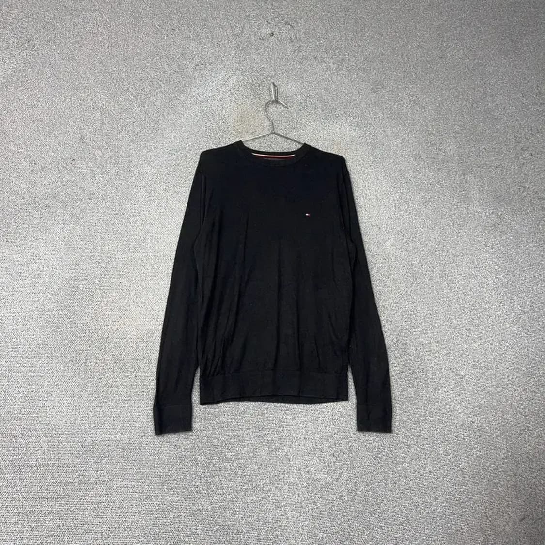타미힐피거 블랙 실크 면 코튼 로고 니트 S 상품이미지1