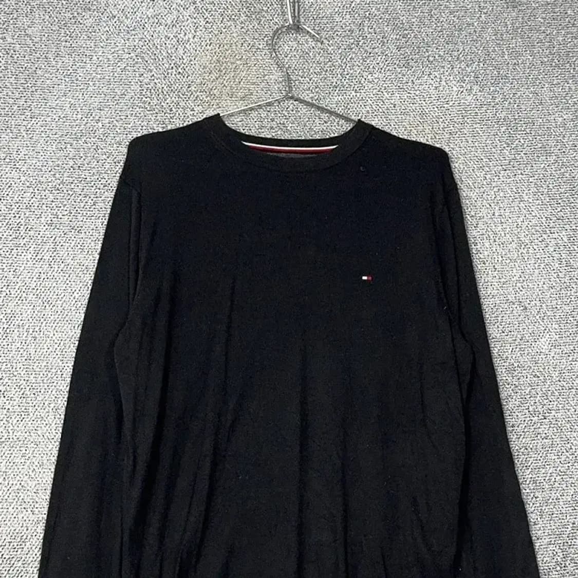 타미힐피거 블랙 실크 면 코튼 로고 니트 S 상품이미지3