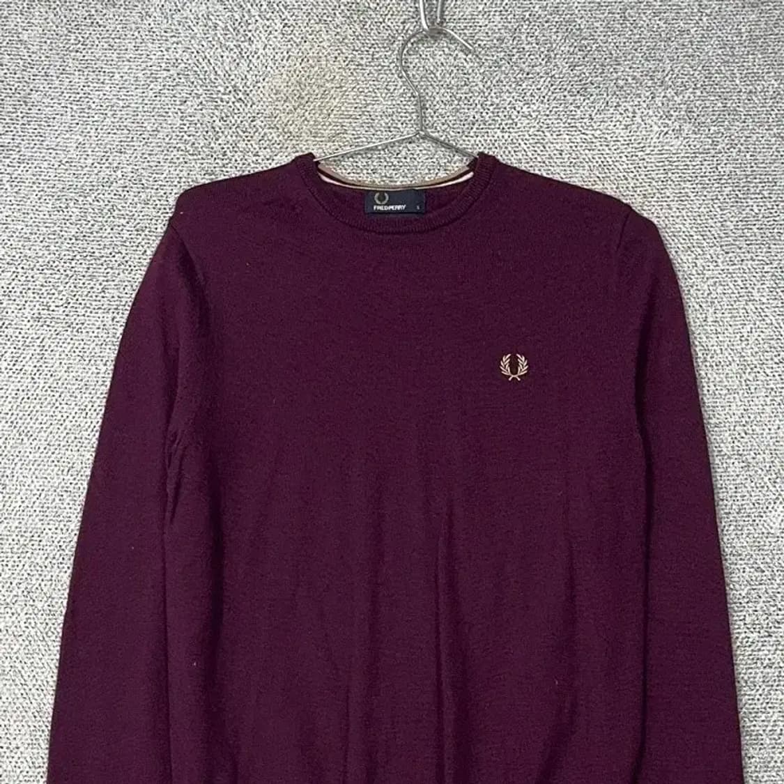 프레드페리 와인 로고 버건디 울 니트 S 상품이미지3
