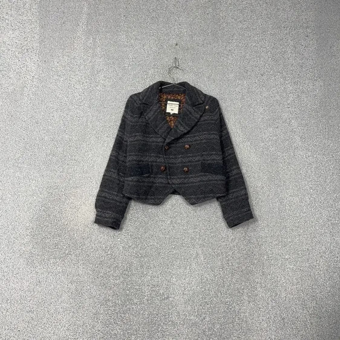 써스데이아일랜드 체크 패턴 캐주얼 울 숏 코트 자켓 S 상품이미지1