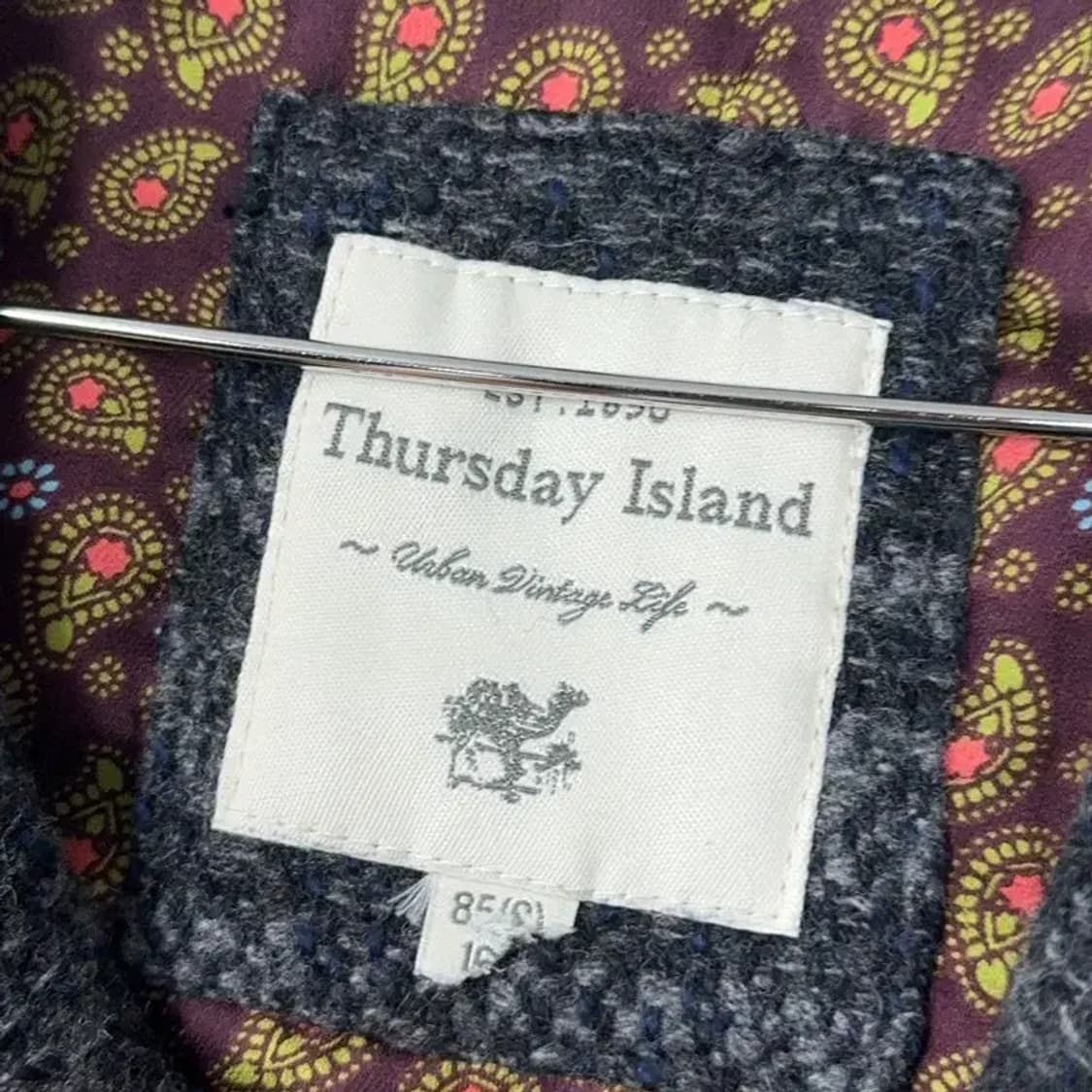 써스데이아일랜드 체크 패턴 캐주얼 울 숏 코트 자켓 S 상품이미지3