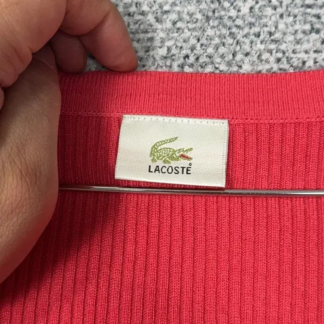 라코스테 레여성 로고 코랄 코튼 7부 니트 S 상품이미지3