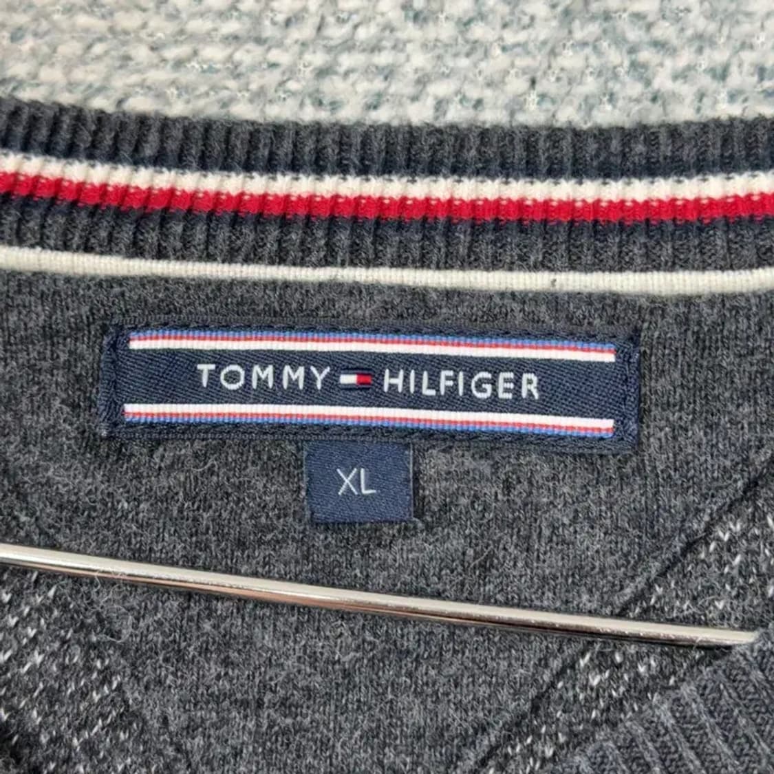 타미힐피거 그레이 스트라이프 로고 니트 XL 상품이미지3