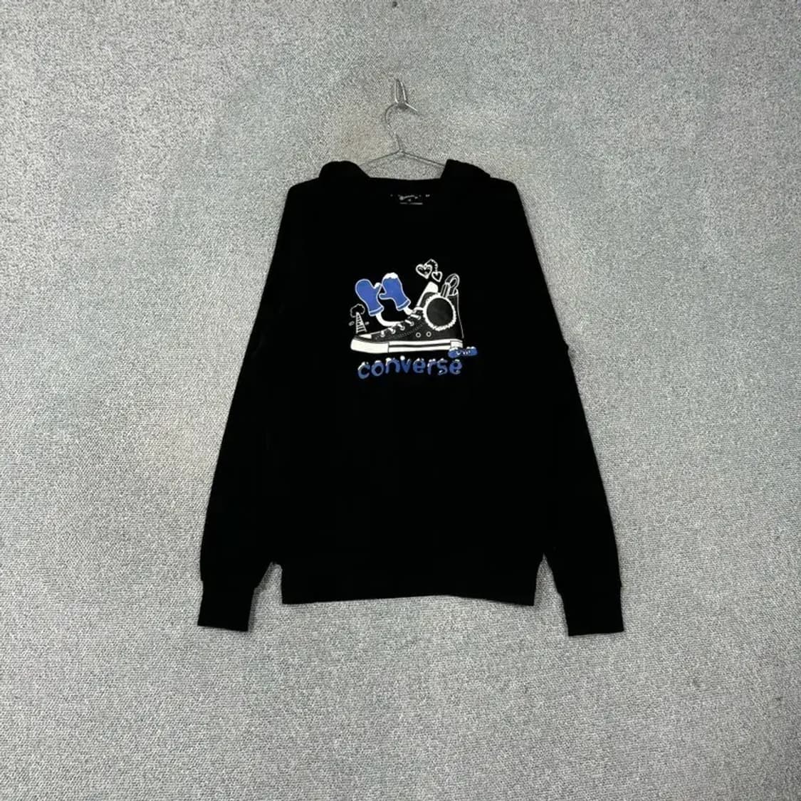 컨버스 프린팅 블랙 후드티 95(M) 상품이미지1