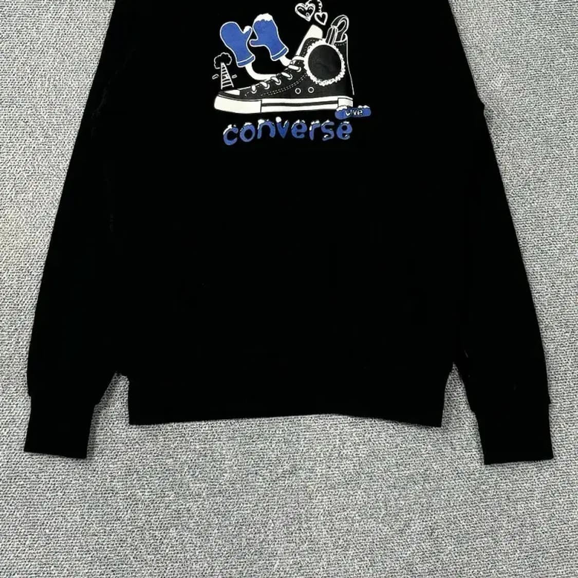 컨버스 프린팅 블랙 후드티 95(M) 상품이미지4