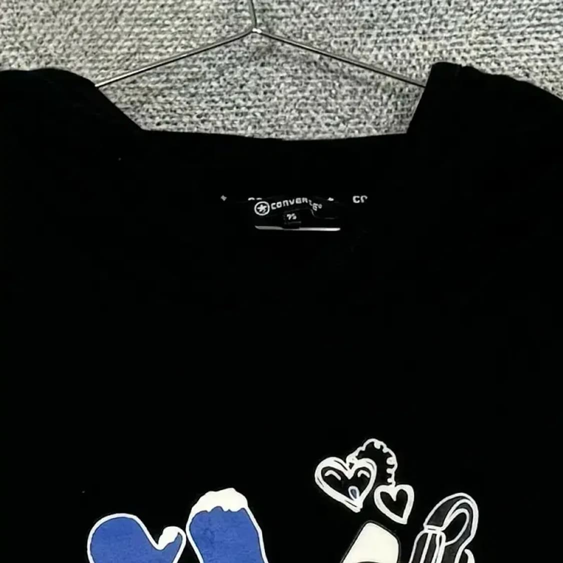 컨버스 프린팅 블랙 후드티 95(M) 상품이미지5