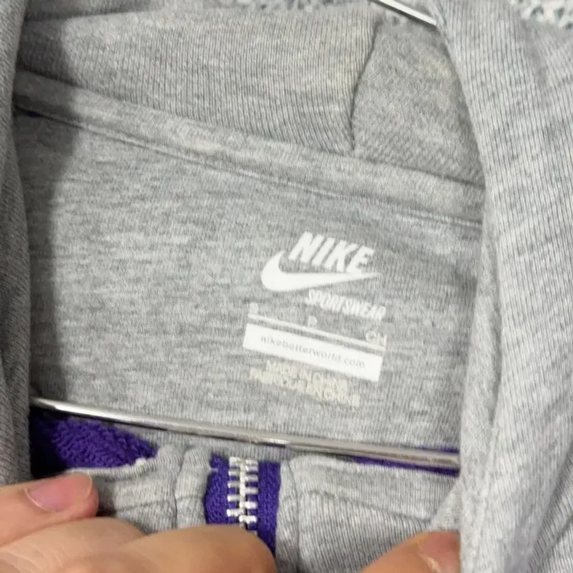나이키 그레이 퍼플 투톤 로고 여성 후드집업 S 상품이미지5