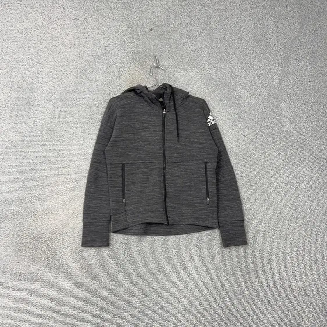 아디다스 딥그레이 완장 로고 여성 기능성 후드집업 S 상품이미지1