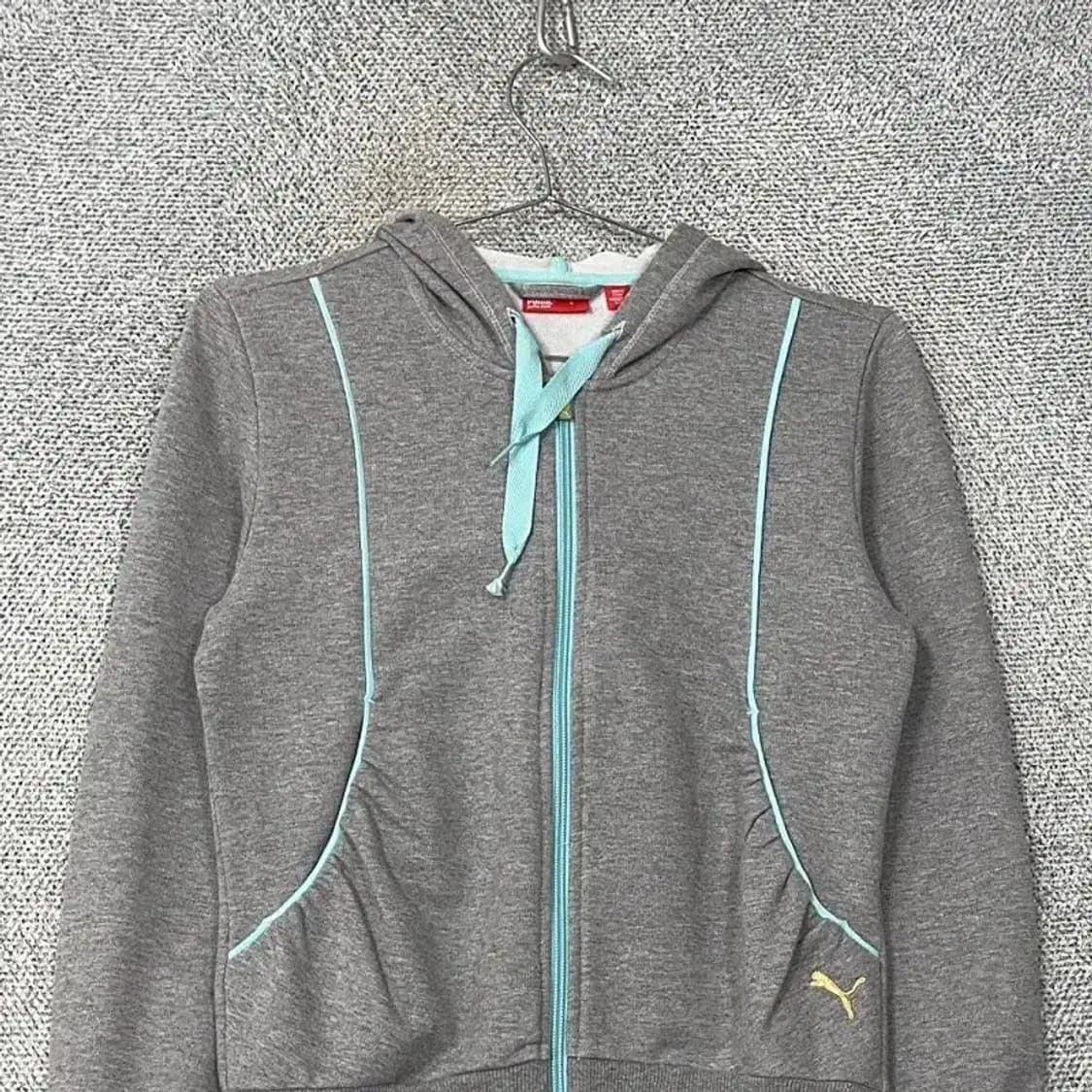 푸마 민트 포인트 로고 그레이 후드집업 S 상품이미지3