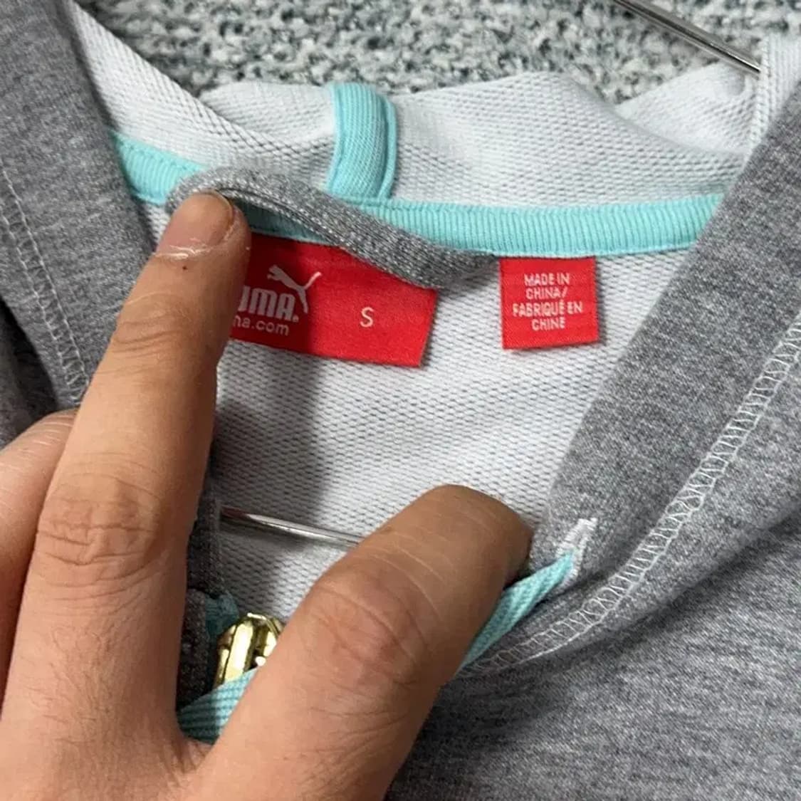 푸마 민트 포인트 로고 그레이 후드집업 S 상품이미지5