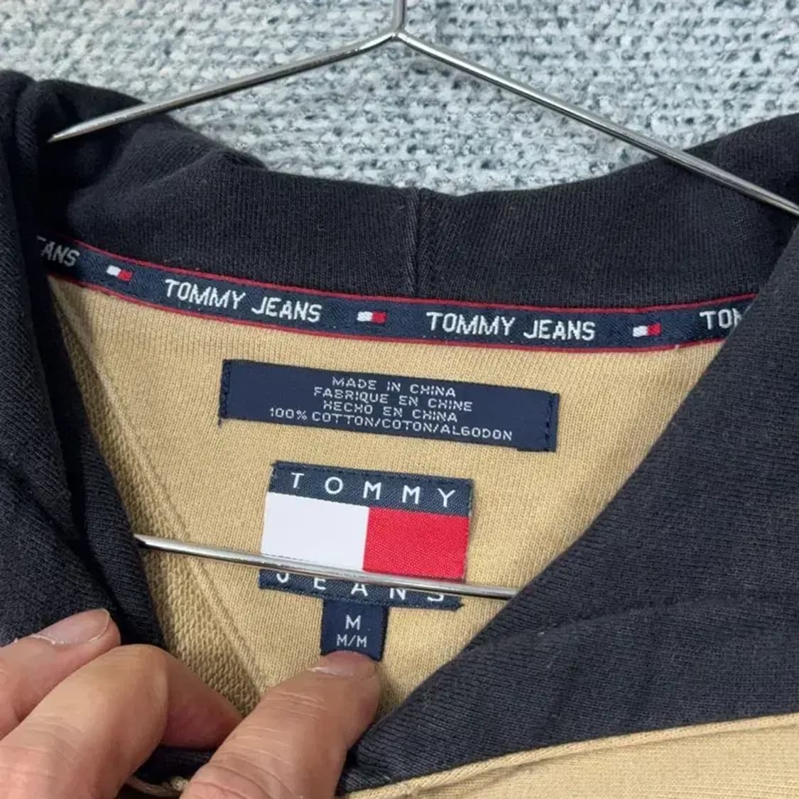 타미 진스 베이지 Y2K 빈티지 오버핏 후드집업 M 상품이미지3