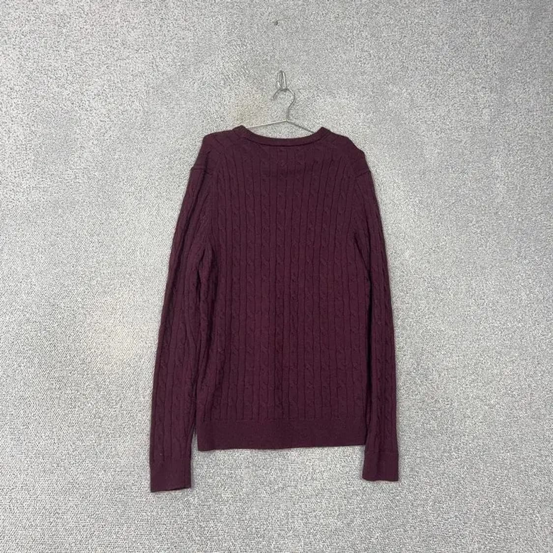 타미힐피거 로고 버건디 케이블 꽈배기 니트 L 상품이미지2
