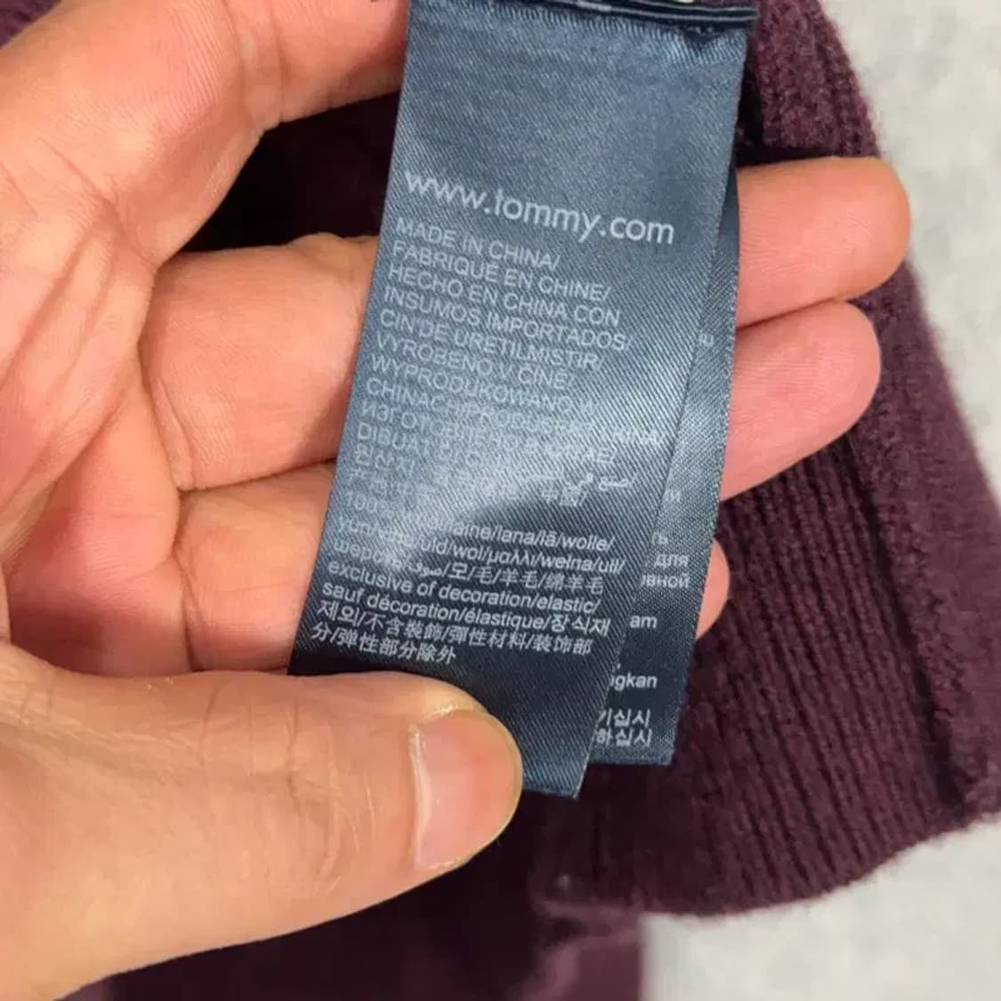 타미힐피거 로고 버건디 케이블 꽈배기 니트 L 상품이미지4