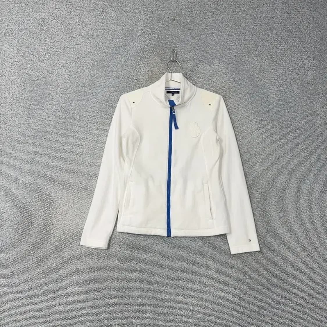 타미힐피거 화이트 크림 자수 로고 후리스 집업 S 상품이미지1