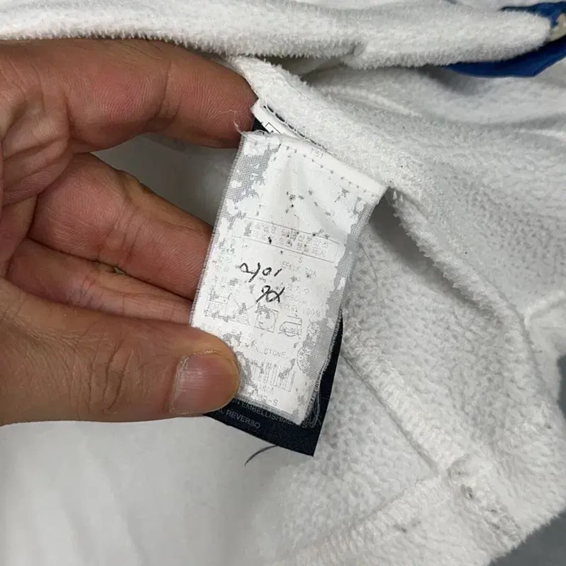 타미힐피거 화이트 크림 자수 로고 후리스 집업 S 상품이미지4