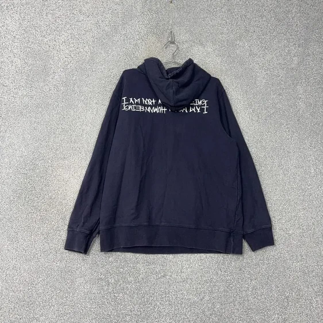 아임 낫 어 휴먼비잉 스펠 로고 네이비 오버핏 후드티 XL 상품이미지2