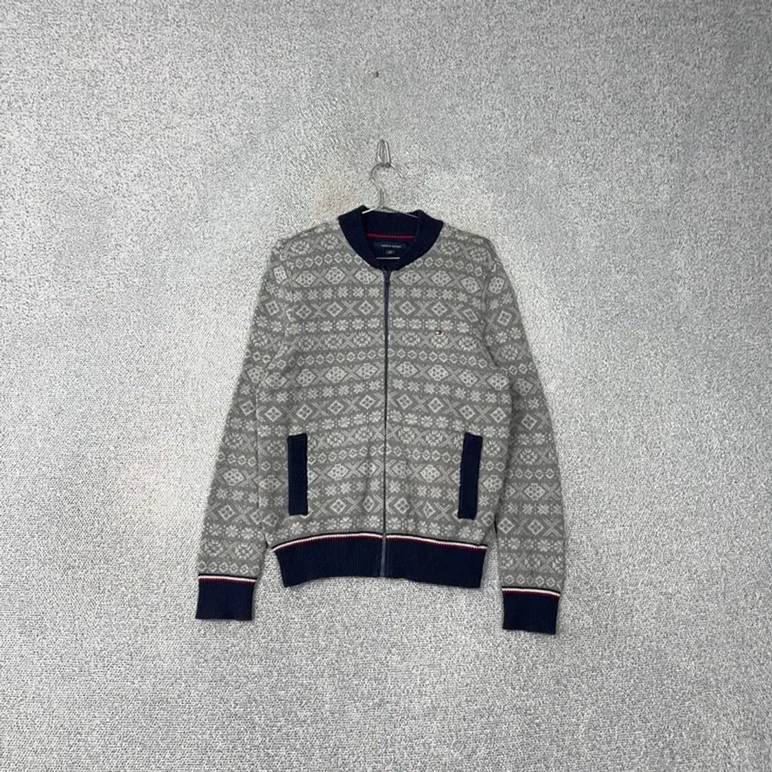 타미힐피거 페어아일 패턴 그레이 가디건 S 상품이미지1