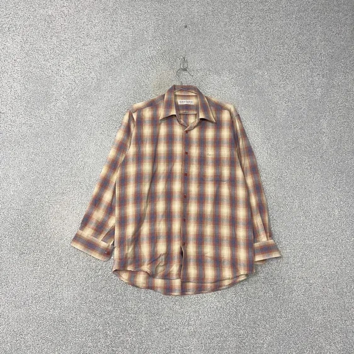 빈티지 캐주얼 체크 베이지 셔츠 100 상품이미지1