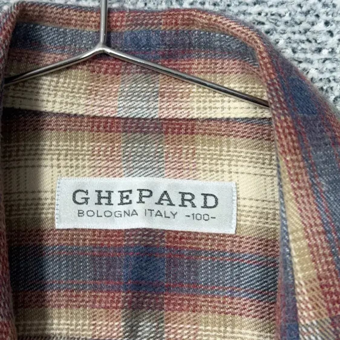 빈티지 캐주얼 체크 베이지 셔츠 100 상품이미지3