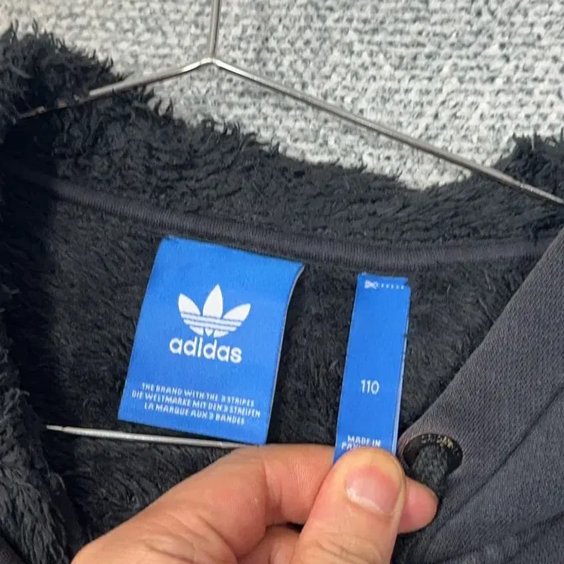 아디다스 로고 양털 블랙 후드집업 110 상품이미지3