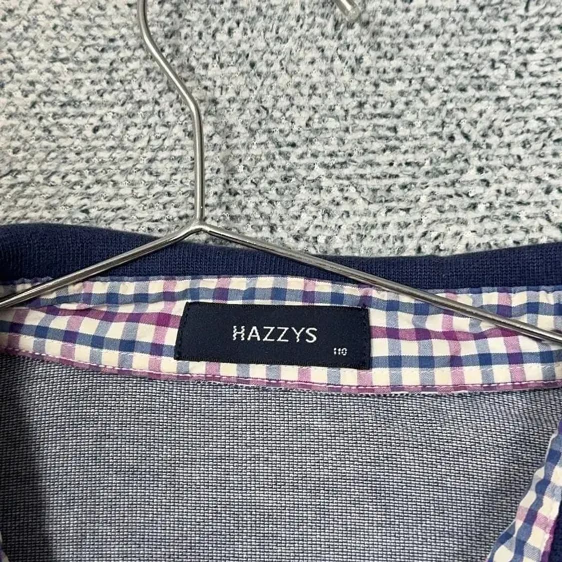 해지스 남성 로고 캐주얼 블루 체크 카라티 110 상품이미지3