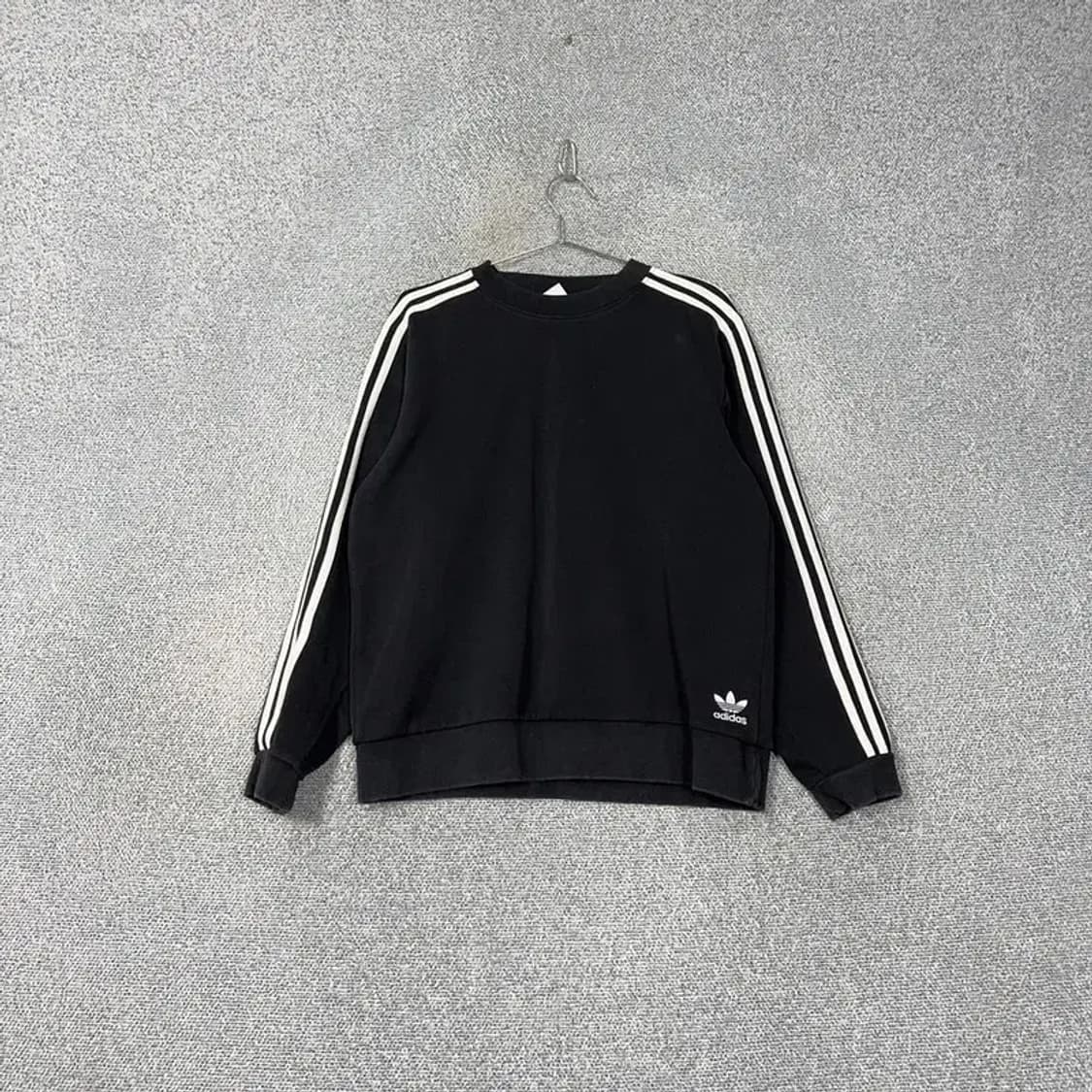 아디다스 하단 로고 삼선 블랙 맨투맨 XL 상품이미지1