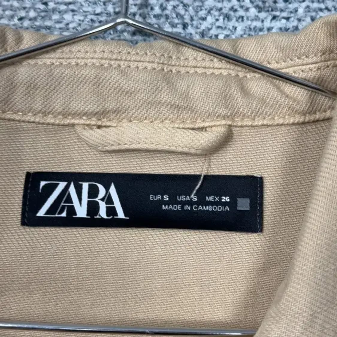 자라 베이지 여성 클래식 크롭 코튼 트러커 자켓 S 상품이미지3