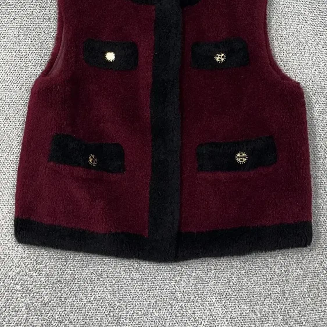 칼라거펠트 버건디 블랙 투톤 울 조끼 가디건 66 상품이미지4
