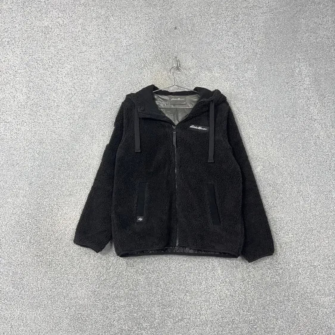 에디바우어 로고 블랙 양털 플리스 뽀글이 후리스 후드집업 M 상품이미지1