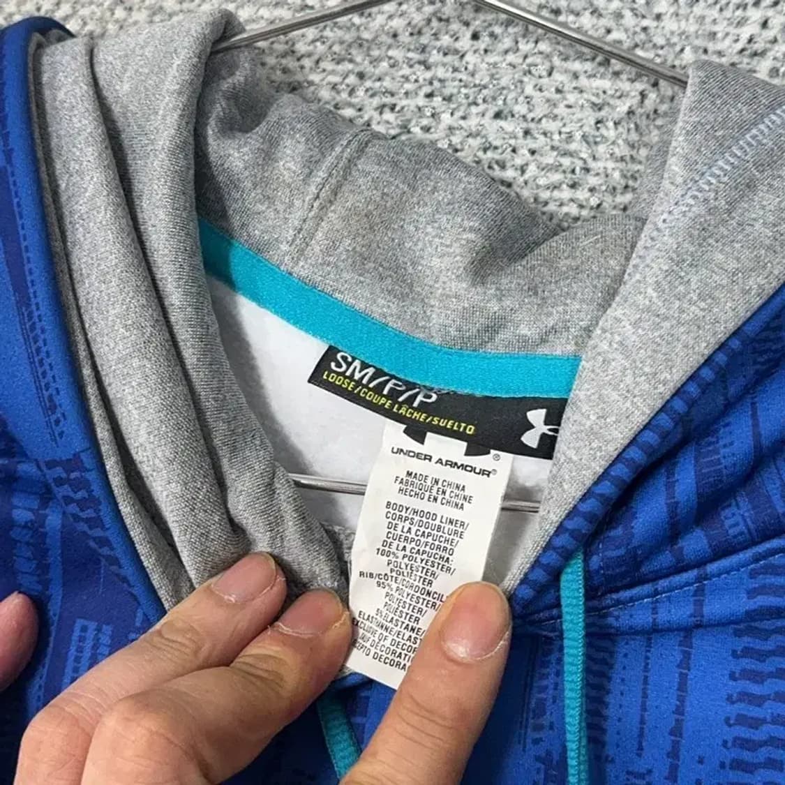 언더아머 프린팅 블루 빅로고 기능성 후드티 S-M 상품이미지3