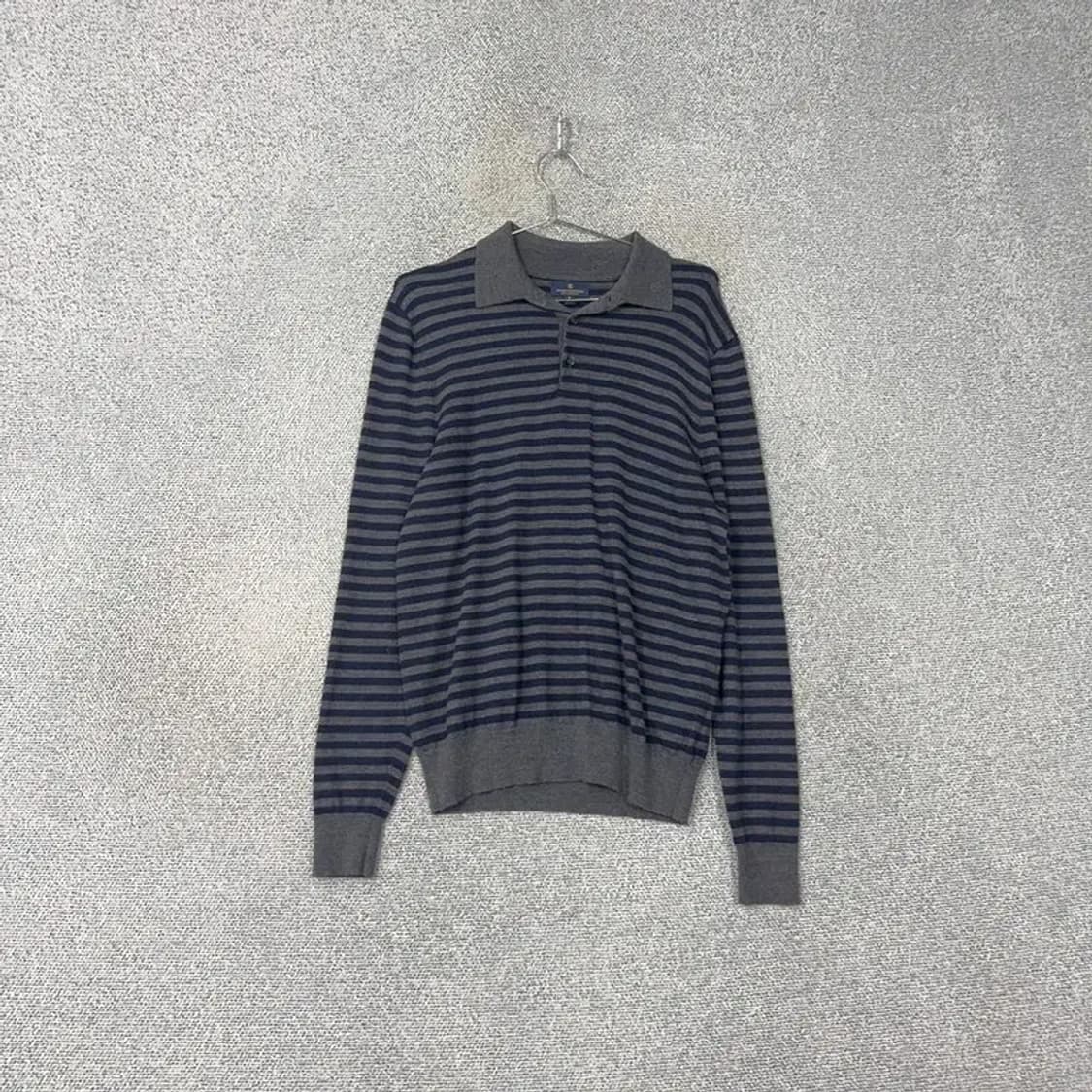 브룩스브라더스 스트라이프 그레이 카라 울 니트 M 상품이미지1