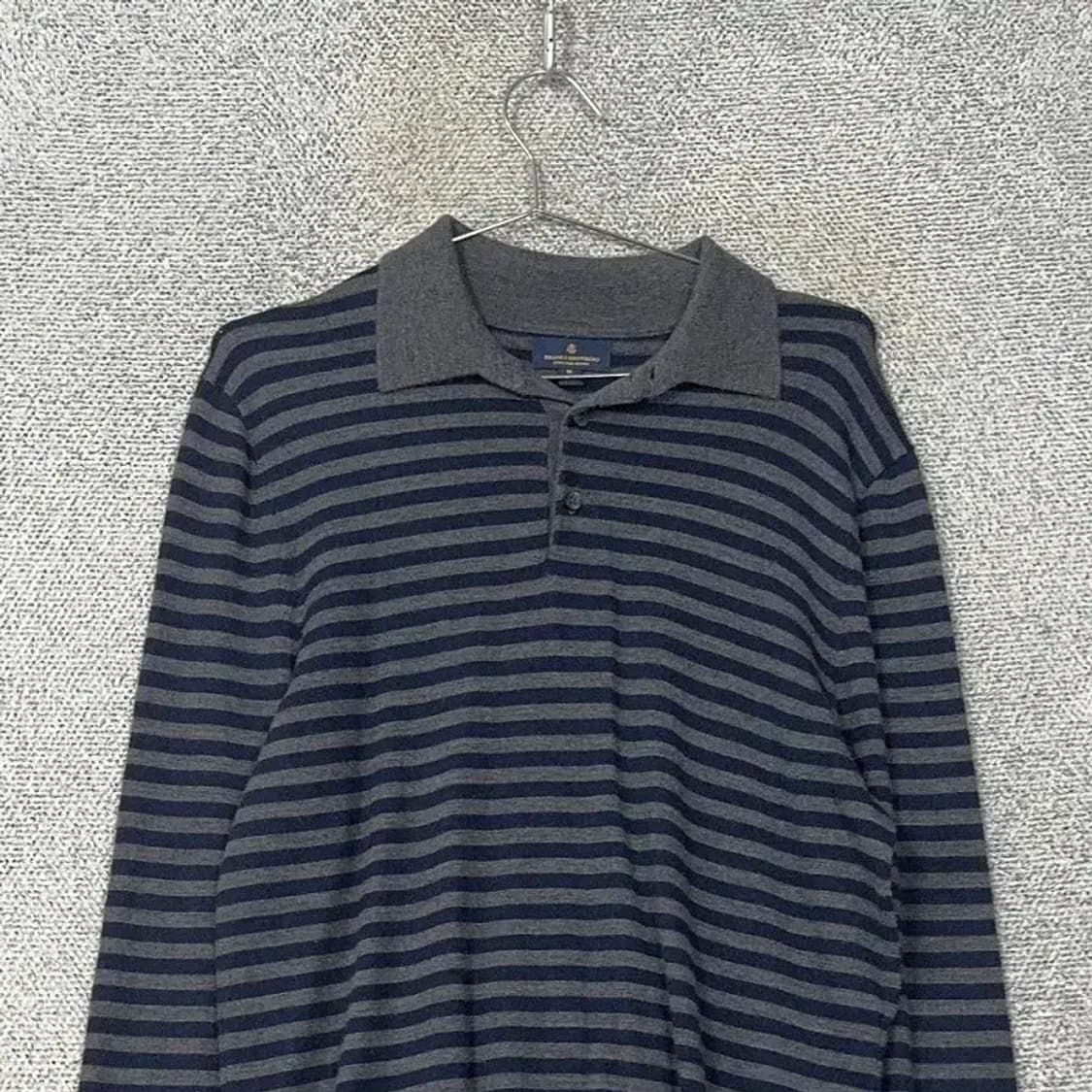 브룩스브라더스 스트라이프 그레이 카라 울 니트 M 상품이미지3
