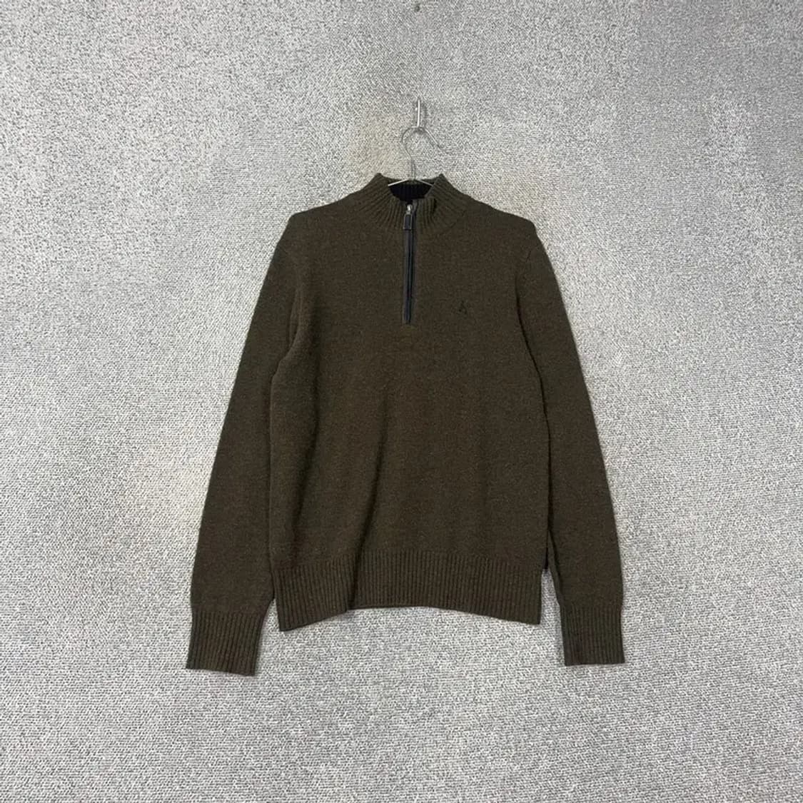 빈폴 카키 브라운 로고 울 반집업 니트 95 상품이미지1