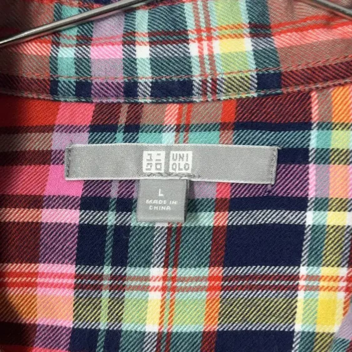 유니클로 포켓 체크 레드 셔츠 L 상품이미지3