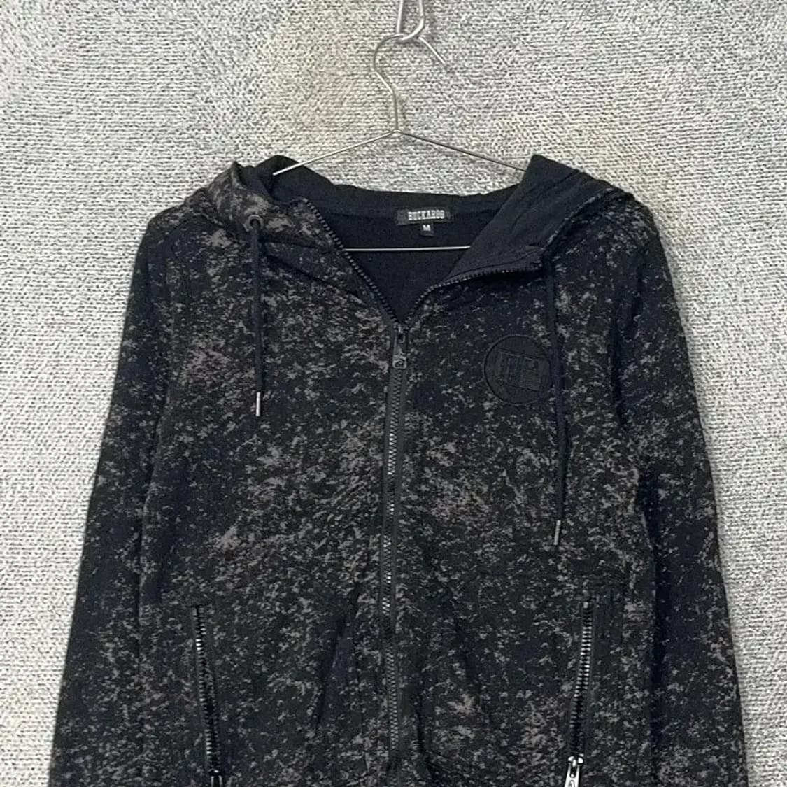 버커루 빈티지 패턴 블랙 후드집업 M 상품이미지3