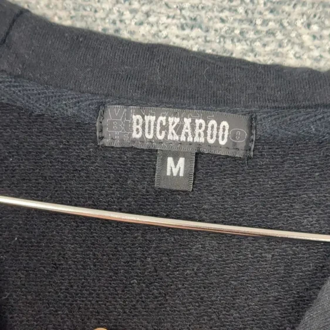 버커루 빈티지 패턴 블랙 후드집업 M 상품이미지5