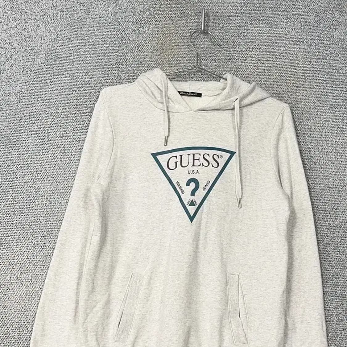 게스 삼각로고 그레이 후드티 S 상품이미지3