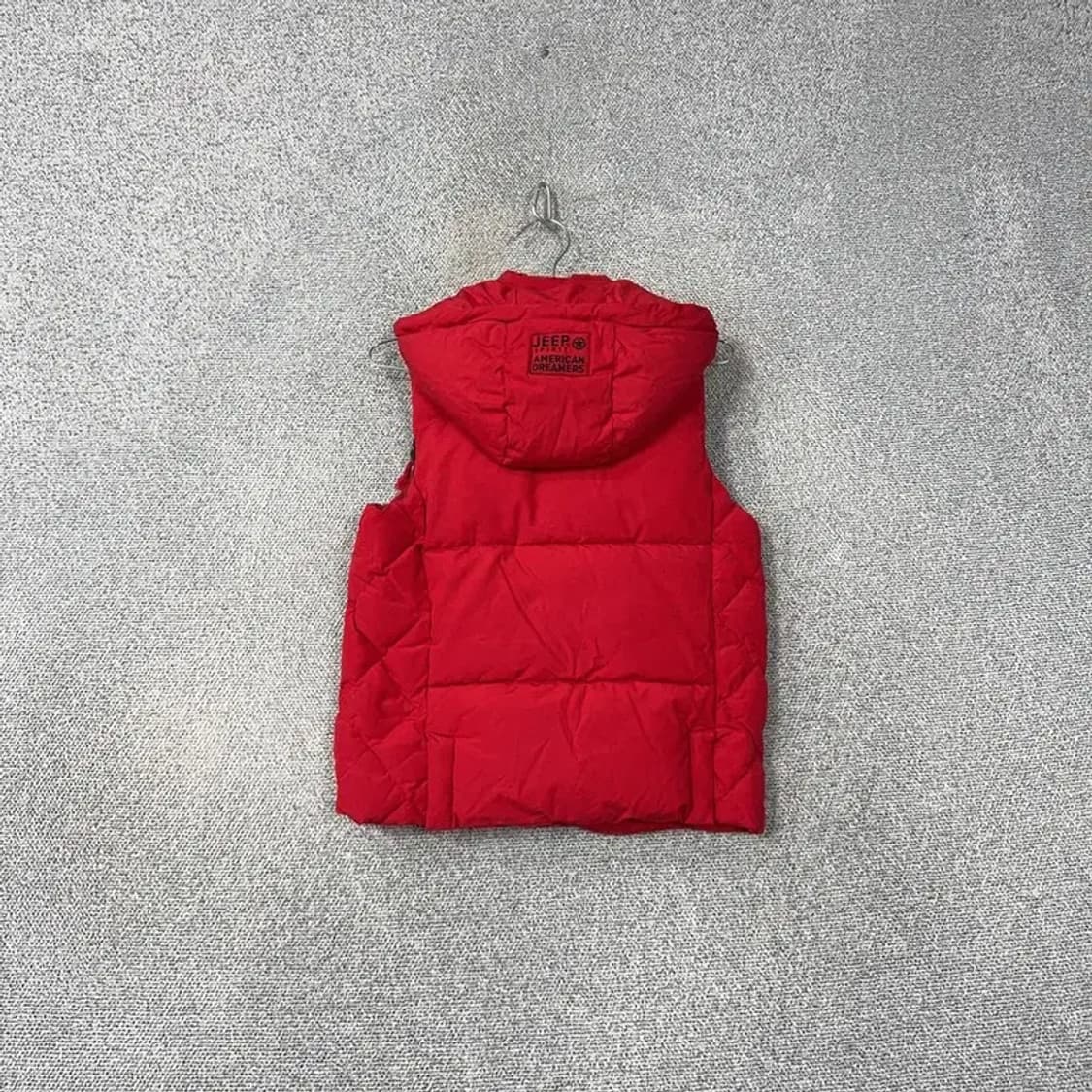 지프 패턴 패치 레드 패딩 조끼 S 상품이미지2