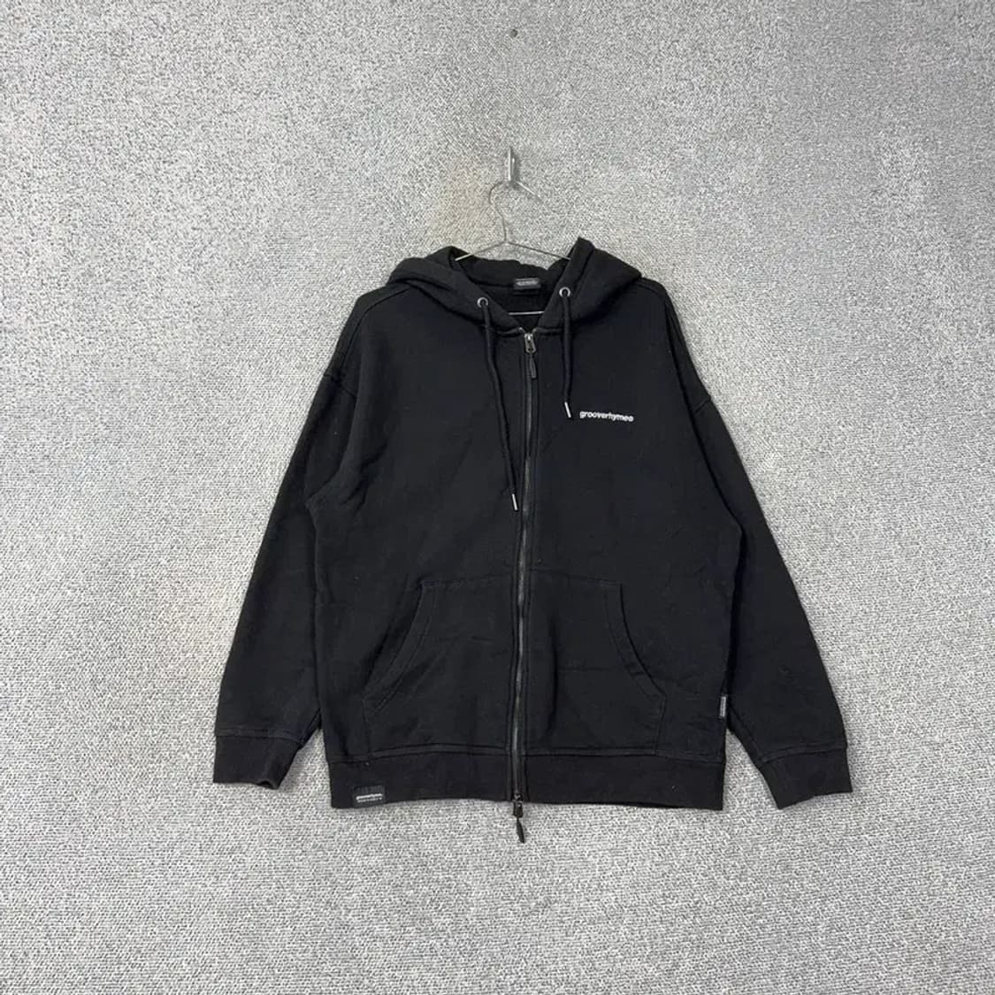 그루브라임 스펠 로고 오버핏 블랙 후드집업 M 상품이미지1