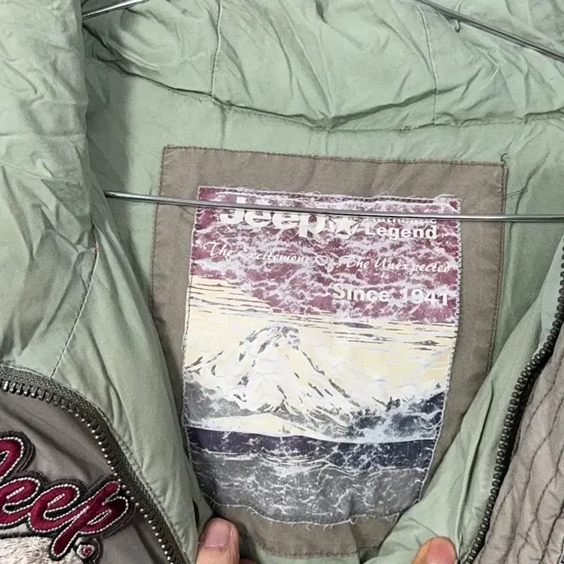 지프 패치 프린팅 베이지 패딩 조끼 L 상품이미지5