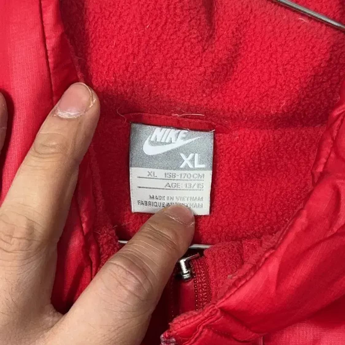 나이키 빈티지 백로고 레드 패딩 XL 상품이미지4