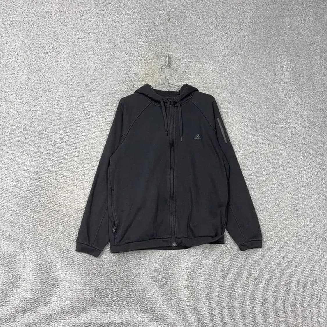 아디다스 로고 올블랙 후드집업 XL 상품이미지1
